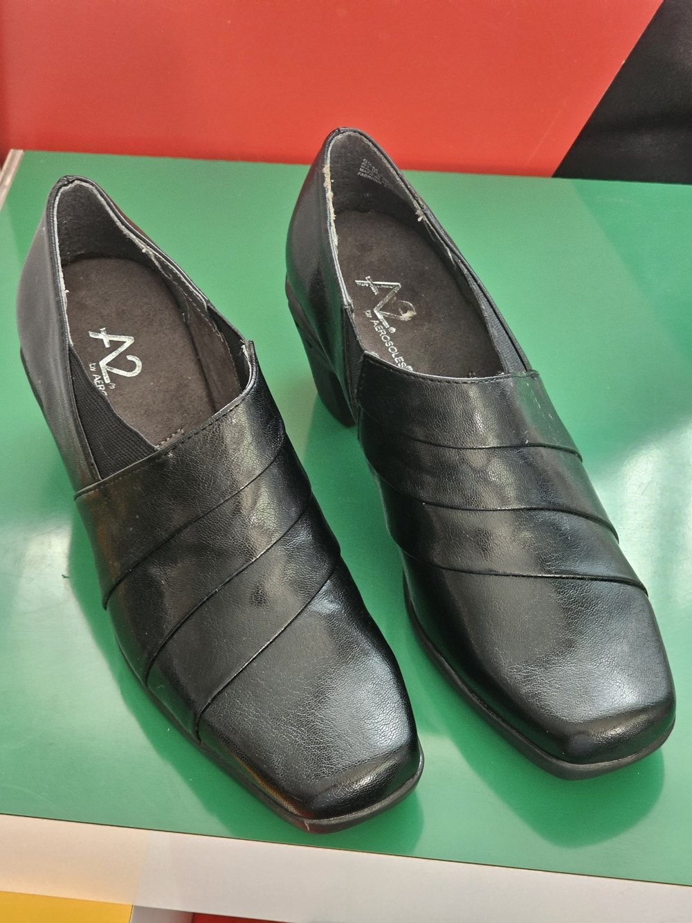 ❗️ A2 AEROSOLES Black Slip - On Low Block Heel for Women NWT ❗️